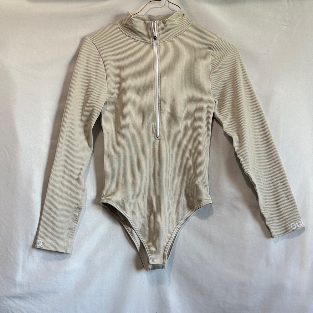 Elegant Beige Long Sleeve Bodysuit LL157